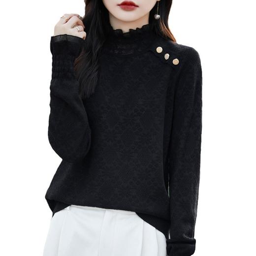 春秋新款，半高领百搭气质时尚蕾丝针织衫女显瘦减龄羊毛内搭打底衫QH-BS1 商品图4