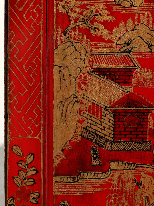 现代新中式仿古典实木彩绘彩漆床头柜手绘做旧复古卧室储物装饰柜 商品图4
