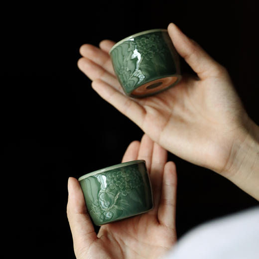 禺沐青云严少英無尽夏杯龙泉青瓷薄胎厚釉梅子青青瓷品茗杯 商品图4