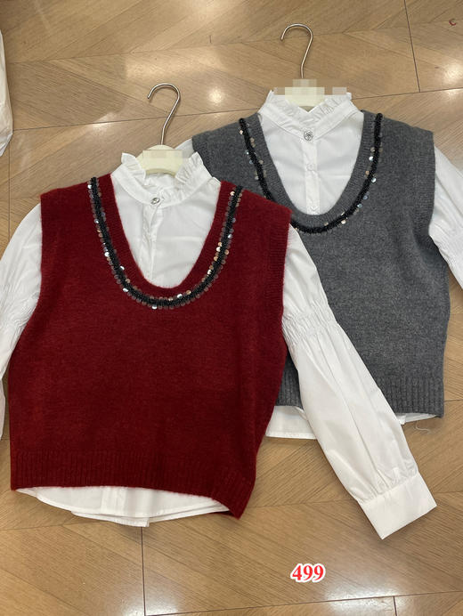 【门店同款】ENJOY春季U领背心衬衫两件套 155998573 商品图0