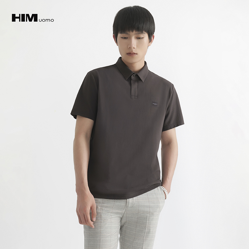 HIM漢崇  商务休闲斯文翻领T恤男时尚都市优雅短袖Polo衫 2026春夏