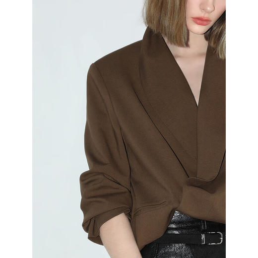 COCOBELLA美拉德穿搭阔肩精纺西装女秋双排扣通勤西服SI3005 商品图3