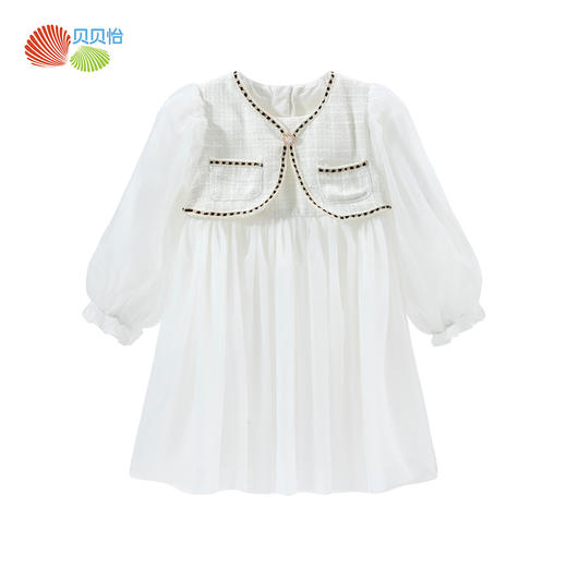 贝贝怡童装女童连衣裙2024春季新款中式公主裙中小童长袖连身裙子ZB1DQ004 商品图0