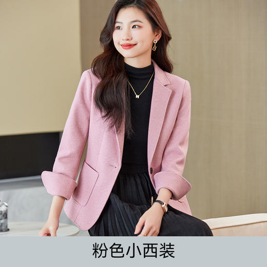 雀说 小西装外套女春秋季女士气质短款毛呢西服4ZF-A703 商品图6