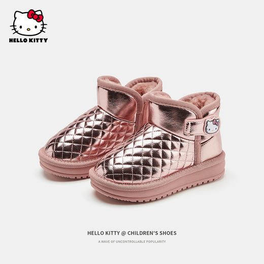 HelloKitty童鞋女童雪地靴加绒2023新款棉鞋冬季儿童棉靴保暖防滑 商品图0