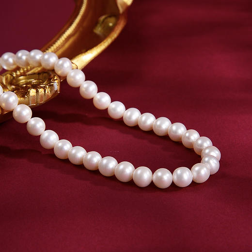 ysxb-01001【云赏珠宝】高端系列-新中式臻品精选7mm天然淡水珍珠和田玉桃花项链（链长55cm） 商品图2