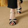 【预售5天】时尚优雅，真皮撞色露趾中跟凉鞋XSL&703-2 商品缩略图4