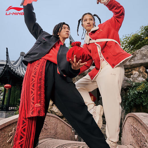 李宁日进斗金丨钟楚曦同款女装卫裤2024春季龙年运动裤AKLU028 商品图2