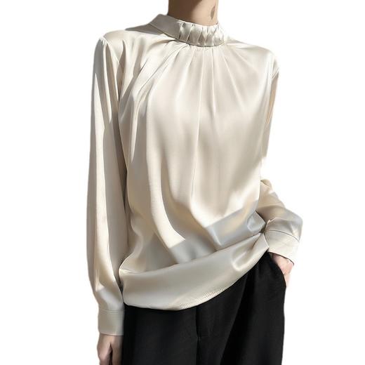 春季新款，轻奢高级叠穿内搭法式别致设计感木耳边醋酸仿真丝上衣QH-RWA56 商品图4