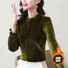 雀说 金丝绒喇叭袖打底衫女秋冬木耳领灯笼袖时尚洋气上衣4ZF-021528 商品缩略图5
