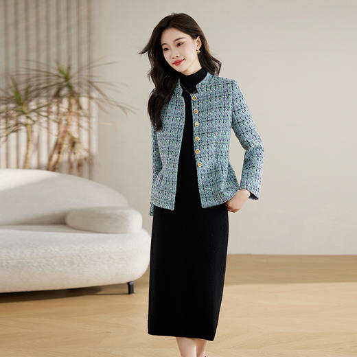 春季新款，格子短款上衣气质时尚加棉小香风粗花呢料减龄外套HR-QIXFS243351 商品图3