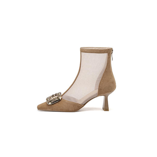 【预售5天】磨砂皮网靴，高跟时尚细跟方头珍珠扣夏季短靴PLGZ&A123-3 商品图10