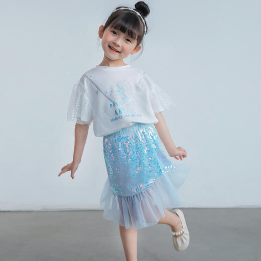 【商城同款】迪士尼女童梦幻亮片网纱半身裙232DQ0227 商品图0