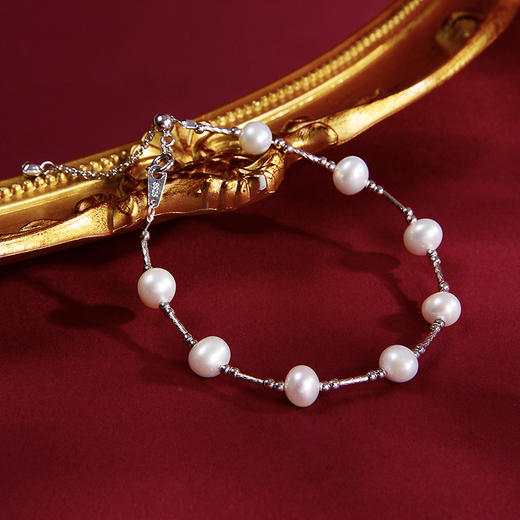 ysxb-01009【云赏珠宝】高端系列-臻品精选6mm天然淡水珍珠满天星手链（链长16cm） 商品图0