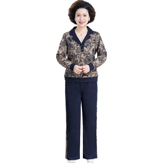 ALY-X-W01中年妈妈春秋休闲套装中老年女春装上衣洋气长袖小衫两件套 商品图4