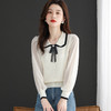 蝴蝶结polo领针织衫，女春秋季内搭打底衫设计感翻领长袖T恤上衣CC-ML-0621 商品缩略图1