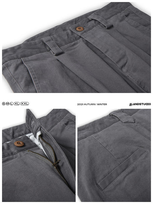 徐太浪春秋日系休闲纯色宽松小脚裤男士高级感潮流阔腿直筒长裤子 商品图3