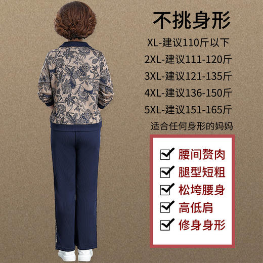 ALY-X-W01中年妈妈春秋休闲套装中老年女春装上衣洋气长袖小衫两件套 商品图2