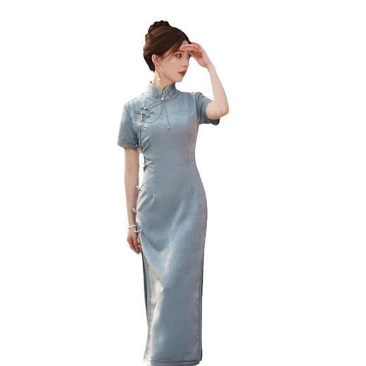 时尚改良年轻少女款水印提花2024春夏新款日常长款旗袍SYK22330 商品图4