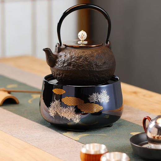 龙隐斋/厂家直发 金光釉宝蓝地云松电陶炉家用功夫茶具烧水煮茶炉小型静音电茶炉泡茶专用茶炉 商品图4