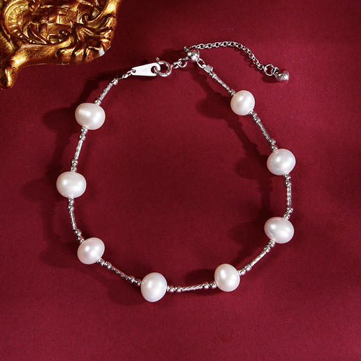 ysxb-01009【云赏珠宝】高端系列-臻品精选6mm天然淡水珍珠满天星手链（链长16cm） 商品图2