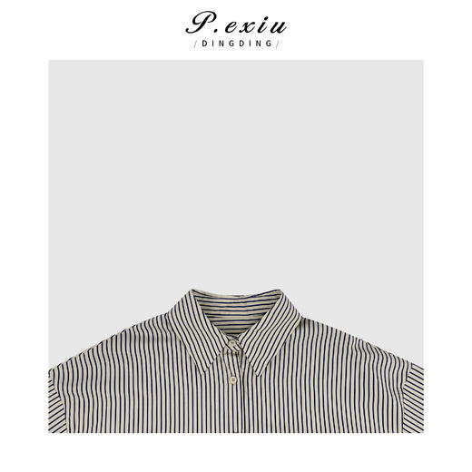 04-6潘依绣丁丁宠粉天丝竖条纹简约休闲百搭长袖衬衫 SH98801 商品图3