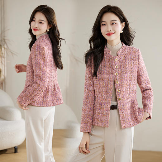 春季新款，格子短款上衣气质时尚加棉小香风粗花呢料减龄外套HR-QIXFS243351 商品图2