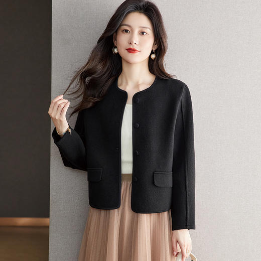 小香风毛呢外套，早春秋冬季女装圆领西装短款针织开衫女士上衣CC-ML-0616 商品图2