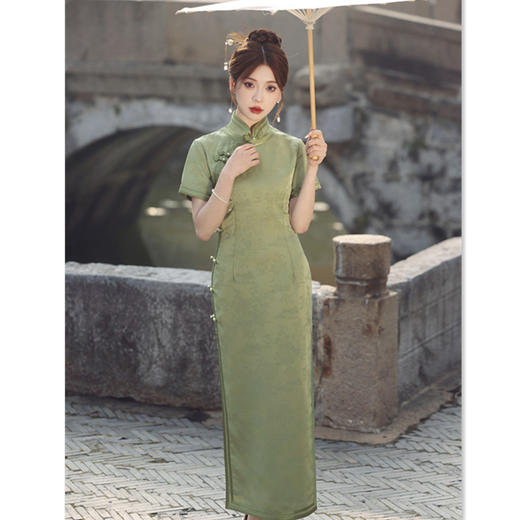 时尚改良年轻少女款水印提花2024春夏新款日常长款旗袍SYK22330 商品图3