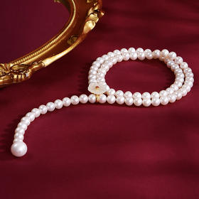 ysxb-01001【云赏珠宝】高端系列-新中式臻品精选7mm天然淡水珍珠和田玉桃花项链（链长55cm）