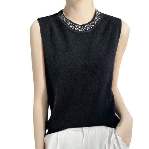 宽松显瘦，吊带背心女无袖上衣雅致轻盈精仿羊毛春季新款圆领针织衫 QH-NJR402 商品图4