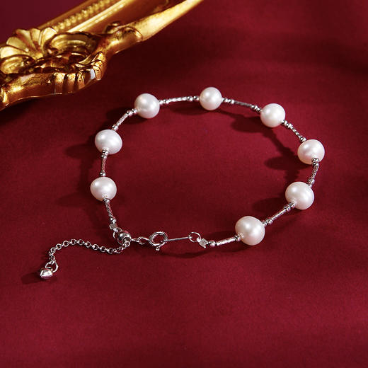 ysxb-01009【云赏珠宝】高端系列-臻品精选6mm天然淡水珍珠满天星手链（链长16cm） 商品图3