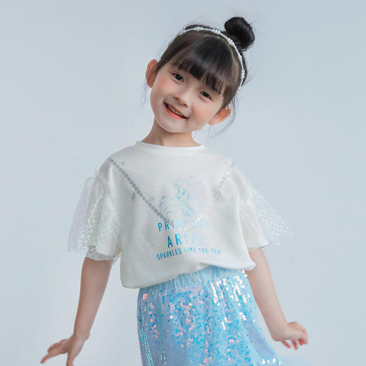 【商城同款】迪士尼美人鱼夏季女童短袖T恤232DS0976 商品图0
