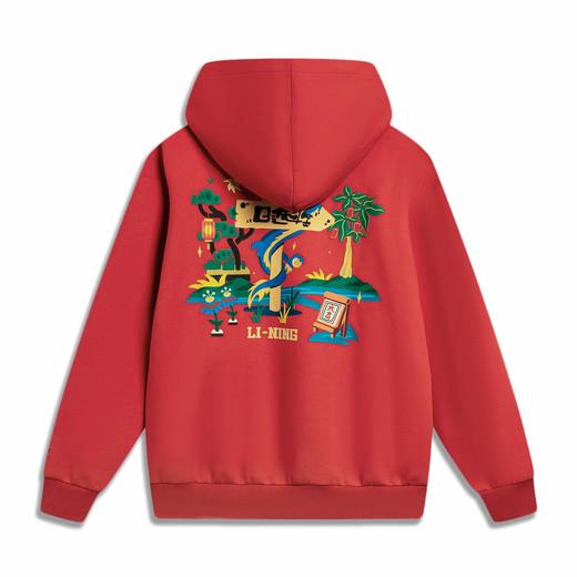 李宁-日进斗金系列男女同款宽松套头连帽卫衣AWDU049 商品图3