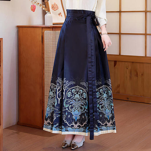 HR-YQ9672时尚潮流新中式印花盘扣马面裙两件套 商品图6