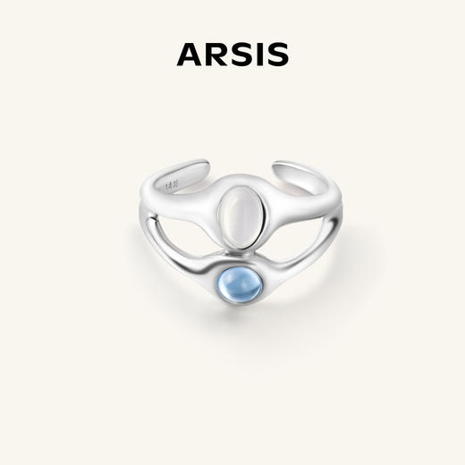 ARSIS流光波光月影单层双层戒指法式精致小众开口戒女 商品图1