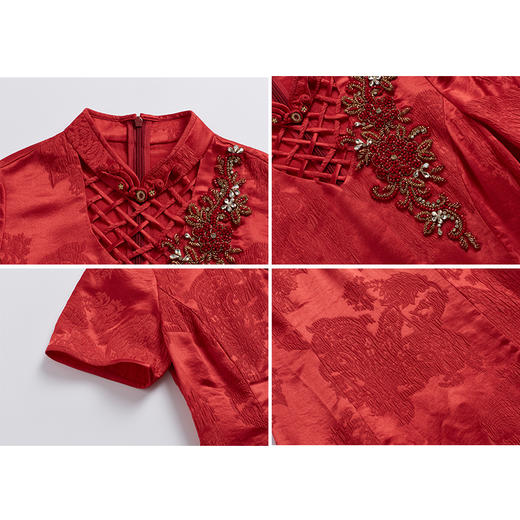 司歌桑蚕丝短袖旗袍中式开叉A891162X 商品图1