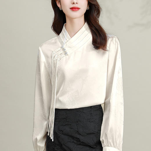 新中式国风提花衬衫新款盘扣百搭上衣KQL-SKW42794824 商品图3