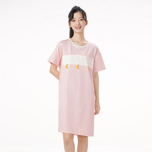 都市丽人生活家居春夏睡衣女32支CVC单面家居服薄款短袖裙女士睡裙LH46B7 商品图11