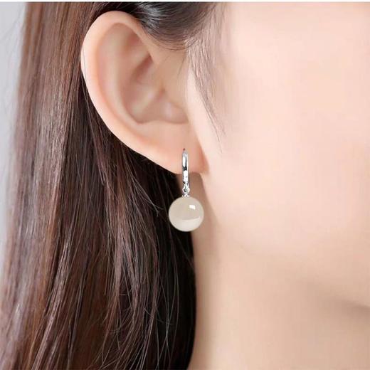 TZF-925纯银天然绿玛瑙长款耳环耳钉韩版时尚百搭耳坠 商品图1