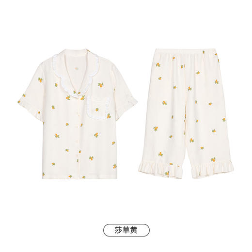 都市丽人生活家居春夏睡衣女软绵绵家居服薄款短袖七分裤女士套装LH41A3 商品图10