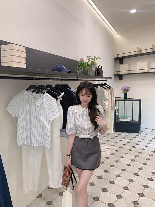 金蘑菇菇 miu灰半裙  奶系穿搭夏天套装裙子 商品图0