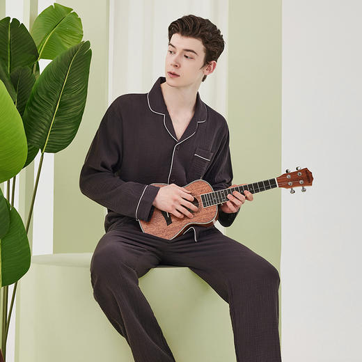 【A类婴儿级面料 全棉双层绉纱情侣款 家居服睡衣】100%新疆长绒棉 非常的软哦！穿上身像羽毛般轻柔，高透气高吸湿，这个春夏就穿他! 商品图12