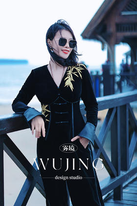 【雾境定制】黑金锦竹高级感新中式拼皮刺绣上衣外套  3203095