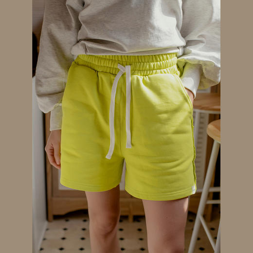 【100%棉】405g 全棉针织面料-松紧腰 抽绳卫裤 显瘦A字休闲训练短裤 商品图2