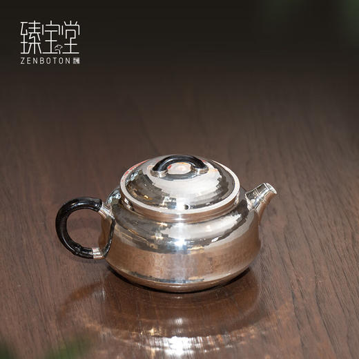 臻宝堂银壶9999纯银泡茶壶纯手工锤纹经典竹节小壶家用茶具足银高端茶壶 竹节小壶 容量约 200ml 重约146g 商品图1