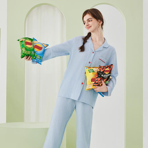 【A类婴儿级面料 全棉双层绉纱情侣款 家居服睡衣】100%新疆长绒棉 非常的软哦！穿上身像羽毛般轻柔，高透气高吸湿，这个春夏就穿他! 商品图6