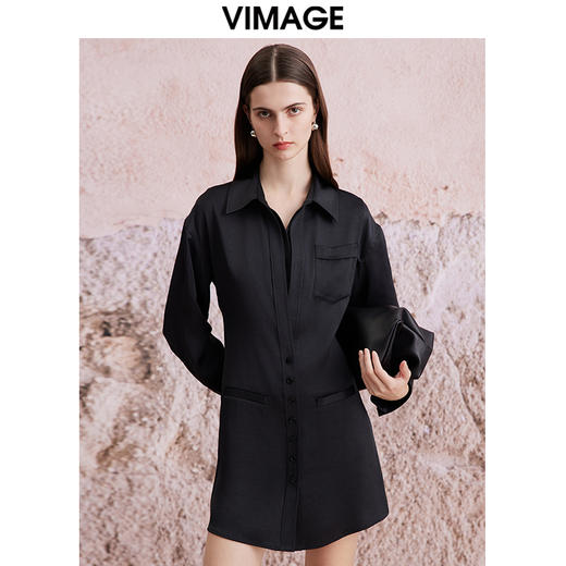 VIMAGE纬漫纪春季新款百搭显瘦衬衫连衣裙V2107737 商品图3