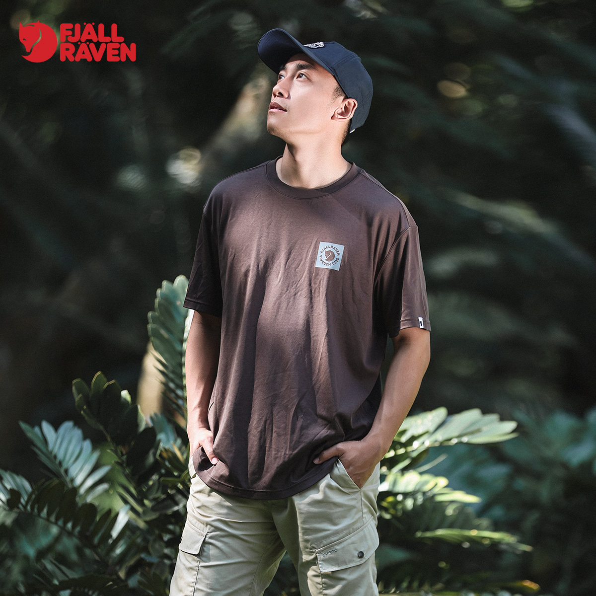 北极狐2024春夏新款男士户外舒适宽松纯棉圆领T恤短袖01241151