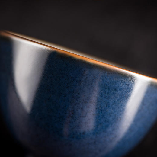 问鼎汝瓷经典款黛蓝精工款鸿声杯 景德镇陶瓷手工复古茶杯礼盒装汝瓷开片可养 商品图3